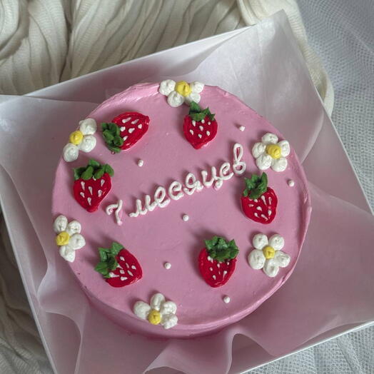 Бенто розовый с клубничками