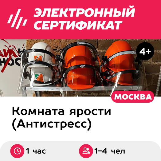 Подарочный сертификат Комната ярости, программа Medium для 1-4 чел., 1 час (Винзавод)