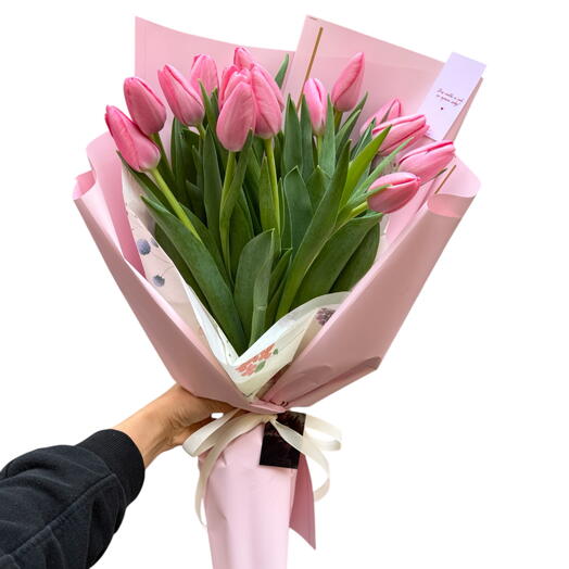 Букет нежный из тюльпанов розовых