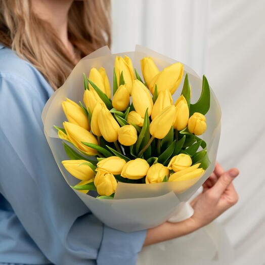 Букет из желтых тюльпанов 25 шт