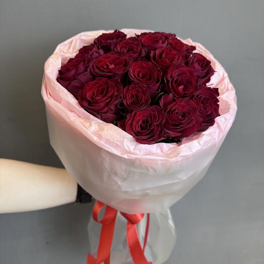 Букет из красной Кенийской розы 50 см 17 штук 🌹