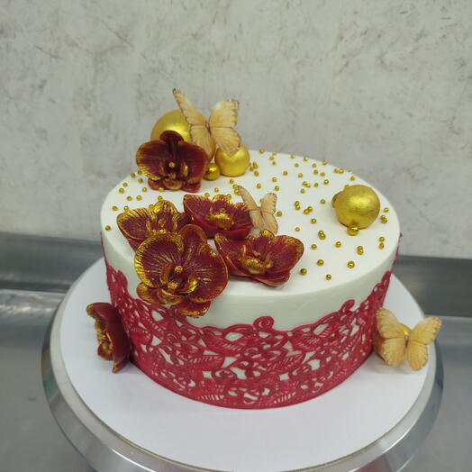 Торт с орхидеями