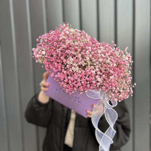 Сиреневая сумка с розовой гипсофилой💕