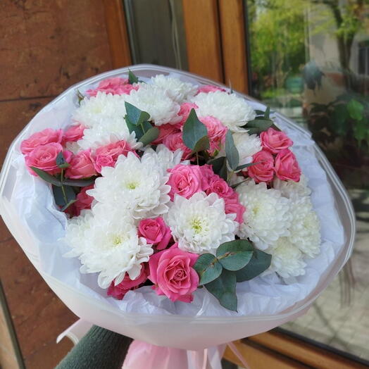 Букет бело-розовый красавчик