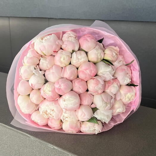 Пионы розовые гардения 45шт