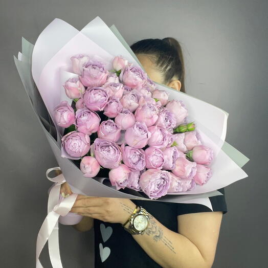 Peonías rosas lavanda burbujas