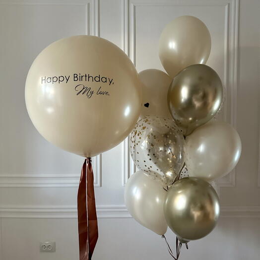 Шары с гелием на день рождения с надписью Happy Birthday My love 5609