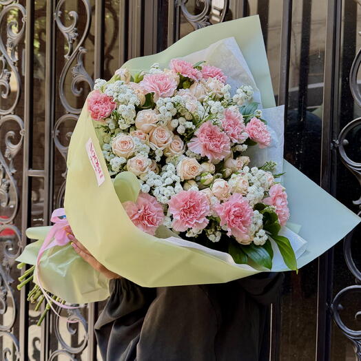 Gentle Blush - Pink Carnations   Spray Roses