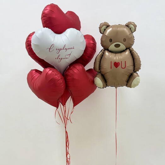 Сердечки с сатиновым мишкой