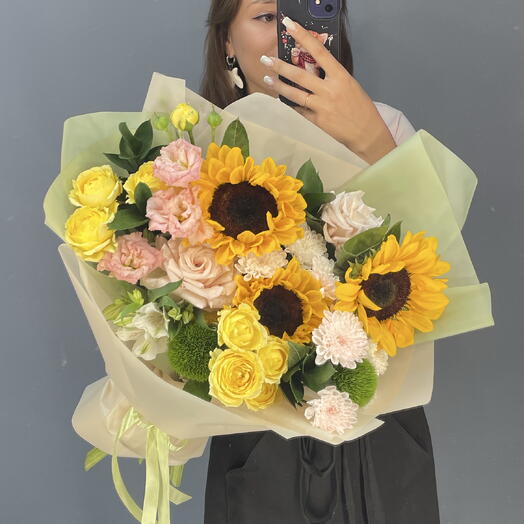 Авторский букет с подсолнухами 🌻💛