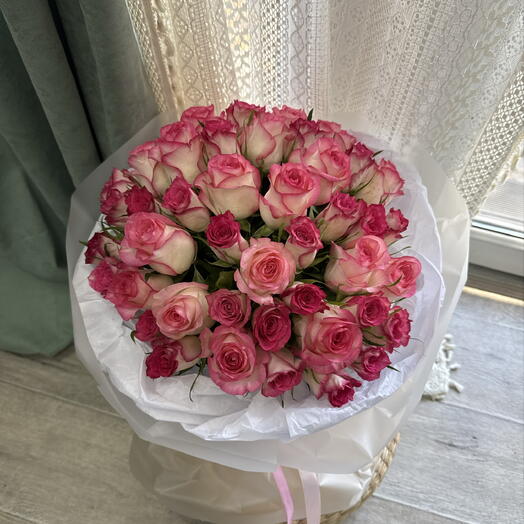 Букет из 51 розы розовой