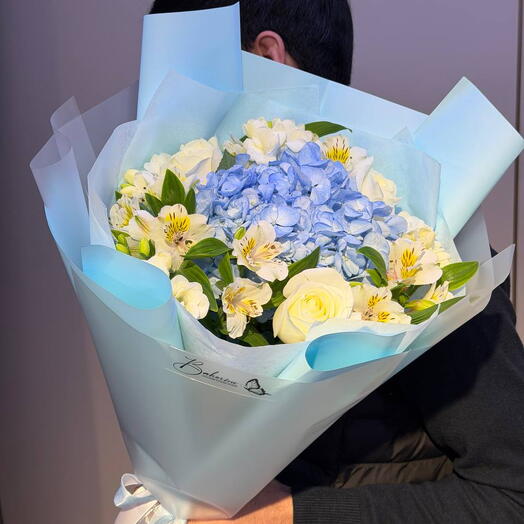 Deep Blue! из гортензии и полевых цветов 🪻🦋🍀 больше живых Цветов и меньше обертки пустой =)
