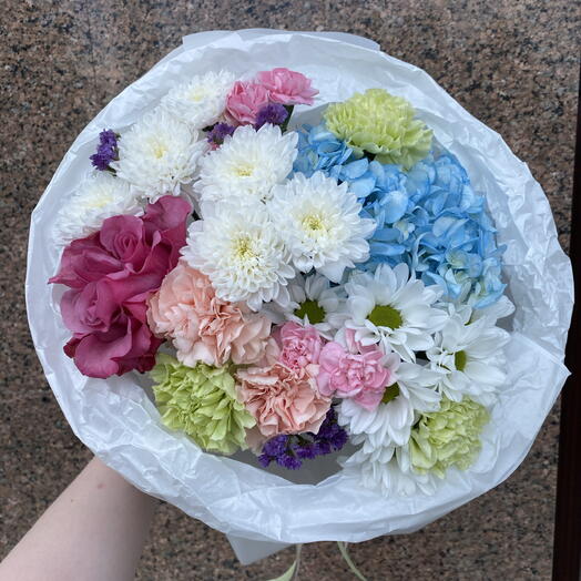 🌺🩵 Круглый дофаминовый букет BLOOM ROOM