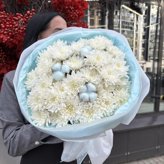 Нежно-голубое облако из хризантем 🩵☁️