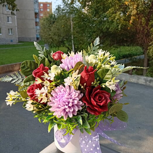 Букет из мыла  Дофаминовый с розами Бордо