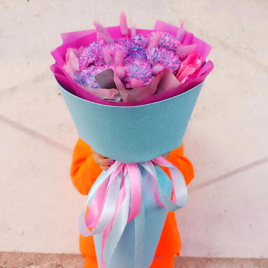 НОВИИИИНКАА🤩
СУПЕРБУКЕТ 💖💕💞БУБЛЬ ГУМ💓💗💟🩷
Из Кустовых Хризантем, и Лагуруса в блестящей и радужной упаковке