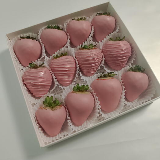 Клубника в шоколаде. Набор Розовый (12-16 шт.)