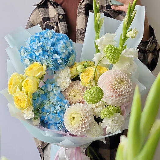 БОЛЬШОЙ букет с гортензиями, далиями и пионовидными розами 🌸