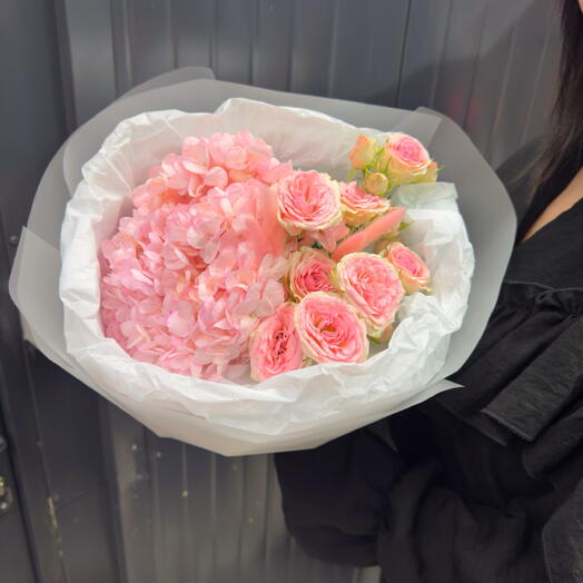 Гортензия 🌸 премиум пион кустовая Роза и сухоцвет