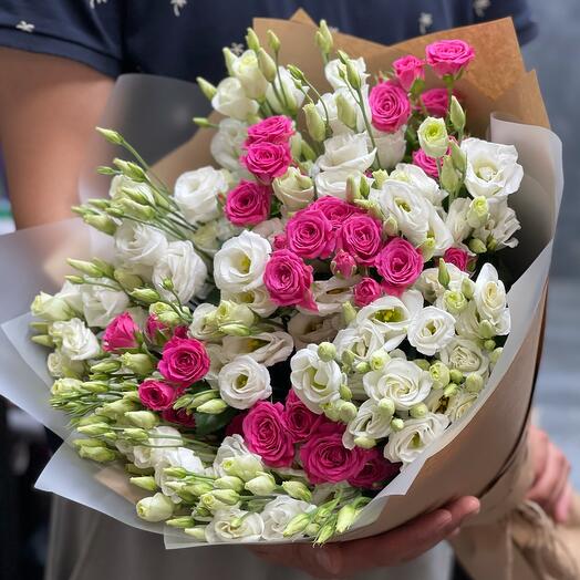 Ramo de eustoma y rosa
