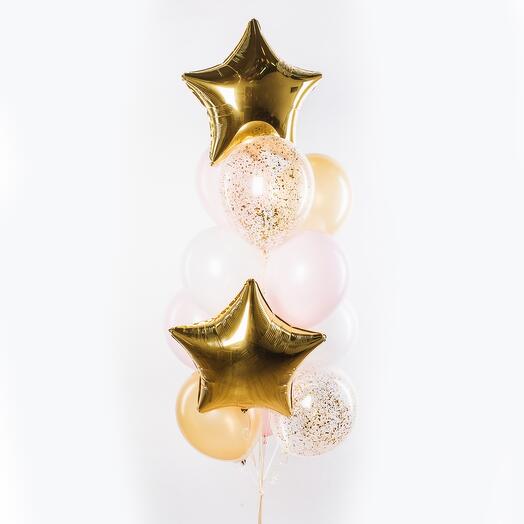 Golden Star Balloon Fountain Set of 13 Pieces