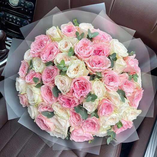 Ramo de rosas Peonías blanco y rosa Ohara