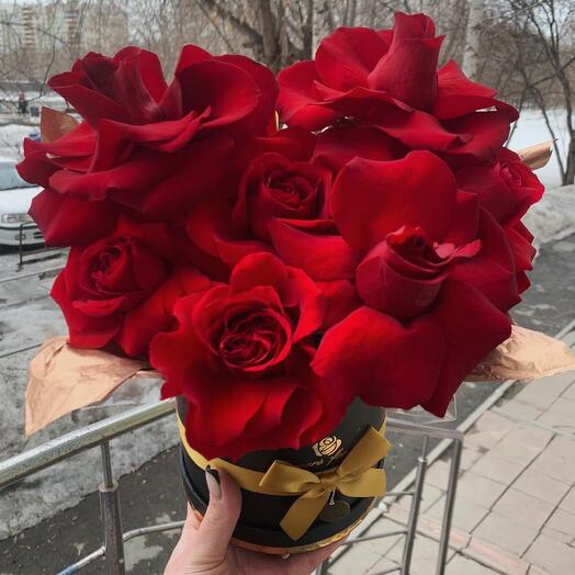Red roses in a box