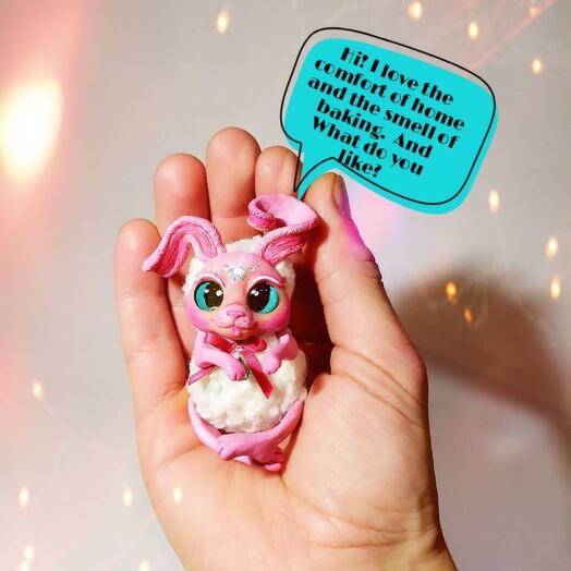 Игрушка ручной работы милый зайка-зайчонок