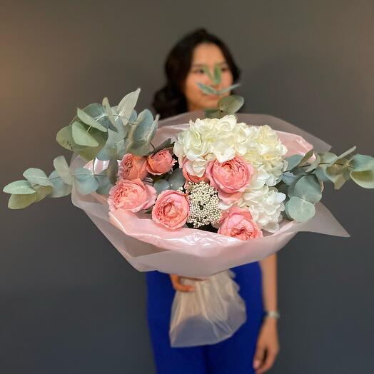 Букет рустик из гортензии и Джульетты 💕