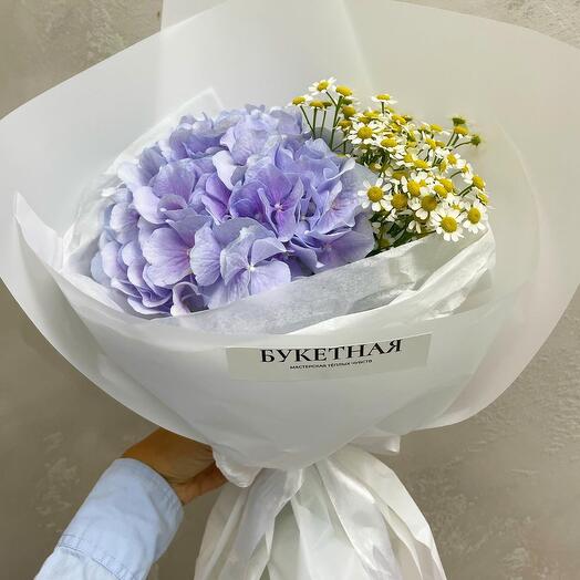 Bouquet of hydrangeas and daisies