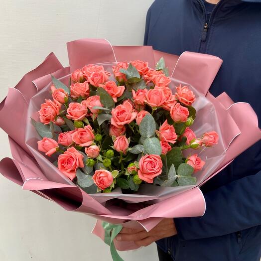 Коралловая кустовая роза 🌹
