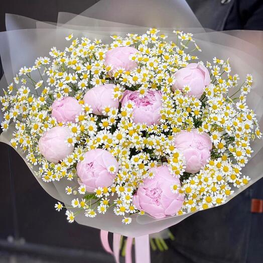 Peonies and daisies