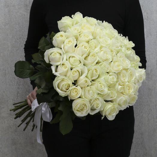 51 white Avalanche roses 60 cm