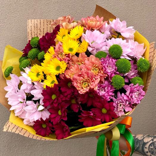Букет Цветные хризантемы