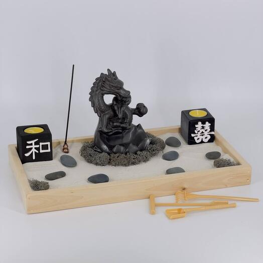 Zen garden с подставкой для благовоний дракон