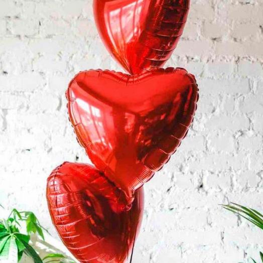3 hearts balloons for your beloved with helium