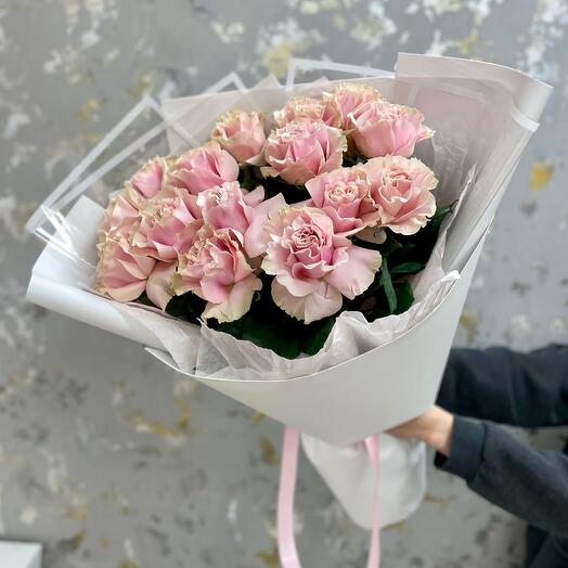 🌷Букет «Нежный поцелуй» из одноголовой Розы Пинк мондиаль
