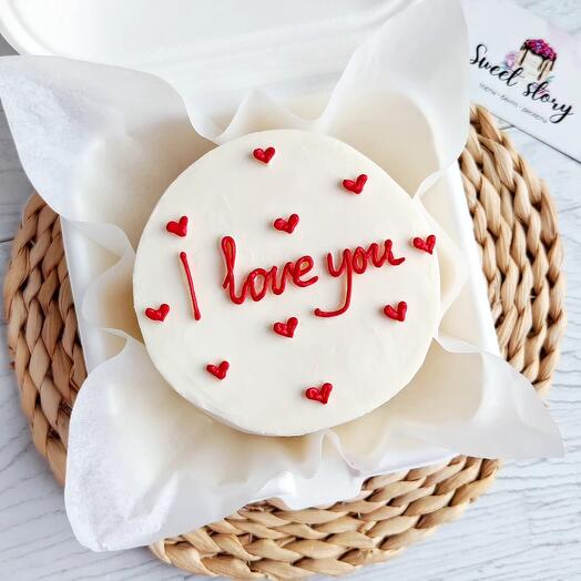 Бенто-торт белый I love you