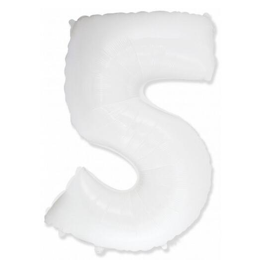 Шар-цифра "5" гелиевый, цвет белый