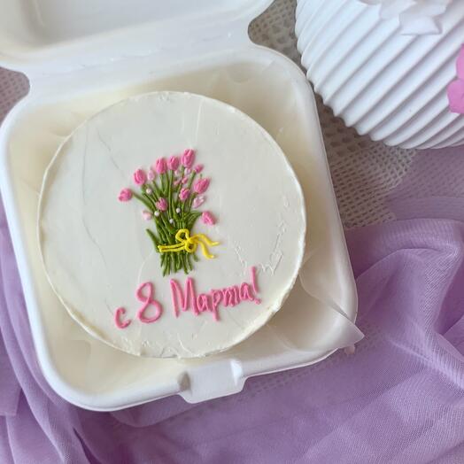 Бенто торт на 8 марта с цветами маме жене девушке