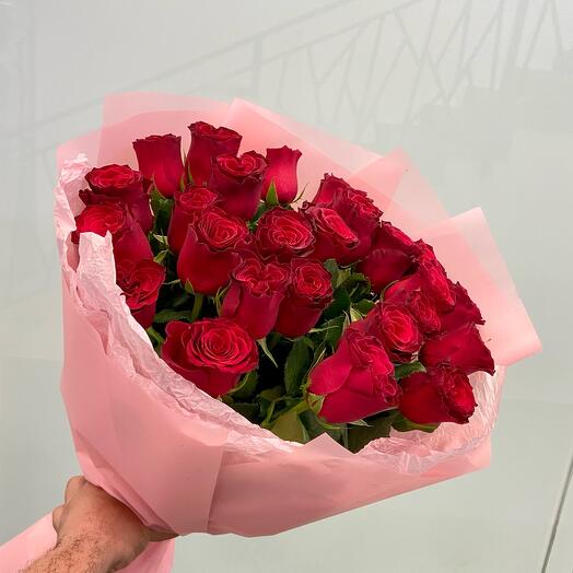 Букет из 25 красных роз 50см