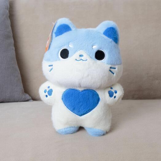 Мягкая игрушка Кот для девочек и мальчиков / Плюшевая Кошка для детей KiDWoW голубой 40см