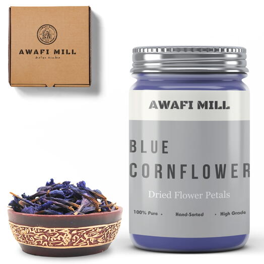 AWAFI MILL Blue Cornflower Petals | Dried Centaurea cyanus - Bottle of 100 Gram