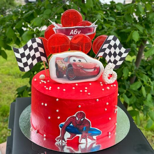 Торт Hot Wheels, торт Человек паук, торт на день рождения мальчика 2 кг