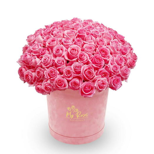 Pink Velvet Box With 200 Pink Roses