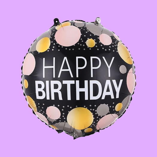 Шар гелий Happy birthday black pink. Foil Helium ballon Happy birthday black pink