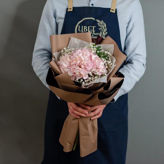 Розовая гортензия с гипсофилой 1299f