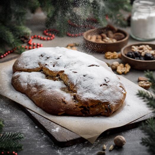 Сдобный кекс с сухофруктами и орехами (штоллен)