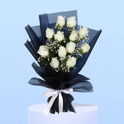 Designer Bouquet Of White Roses