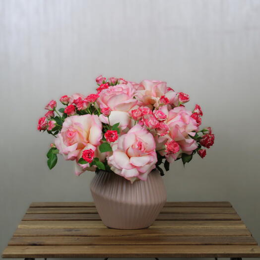 Pink Rose Ceramic Vase